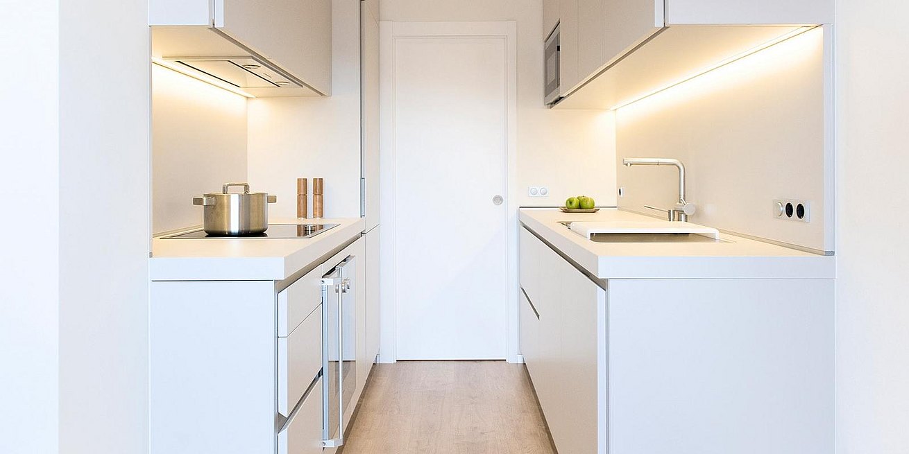 The white color can provide a feeling of more space in small kitchens